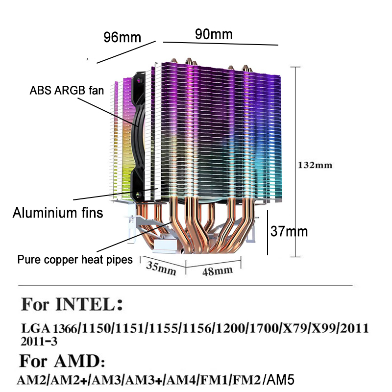 Ventilador de CPU ARGB de 90 m - Pc Gaming Center reseña y precio